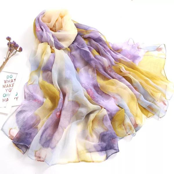 

summer silk scarf women beauty flower printed neck shawl muffler lady shawls and scarves femme beach chains, Silver