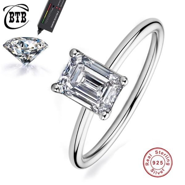 

cluster rings 925 sterling silver 1c rectangular transparent moissanite diamond luxury jewelry women engagement wedding ring gift wholesale, Golden;silver