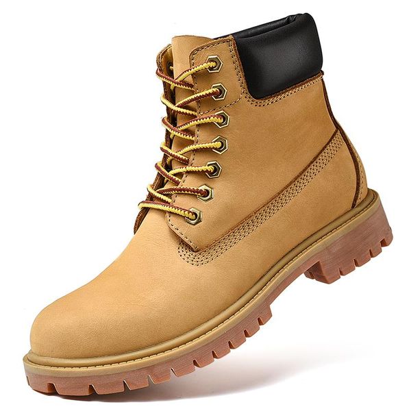 

boots men winter man shoes outdoor ankle snow keep warm footwear lace-up casual, Black