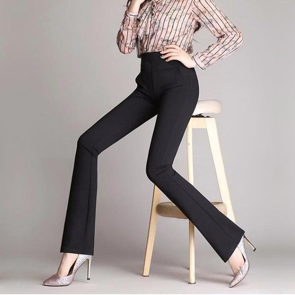 

women's pants & capris tuhao plus size 4xl women office work high stretch spring autumn cotton ladies pant female waist trousers, Black;white
