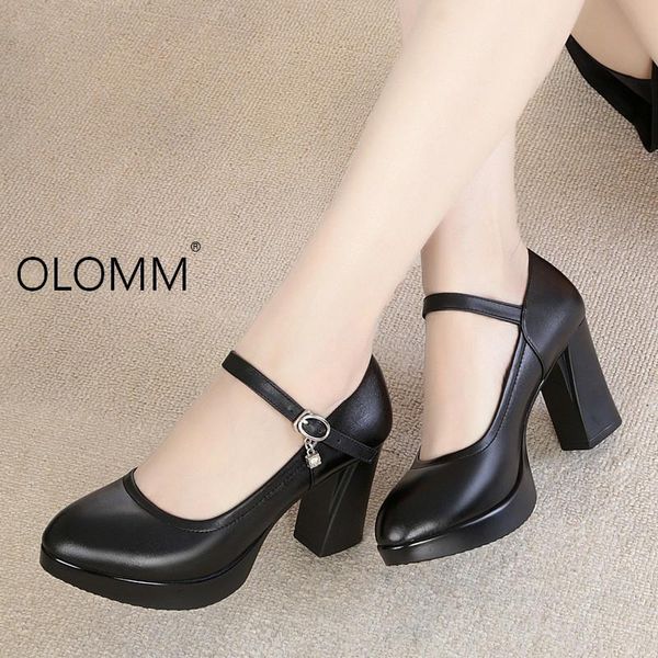 

dress shoes leather female professional high-heeled autumn shallow mouth zapatos de mujer sandalias 2021, Black