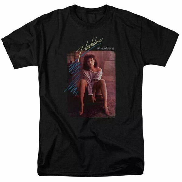 

flashdance title t shirt mens licensed 80s dance movie tee black, White;black