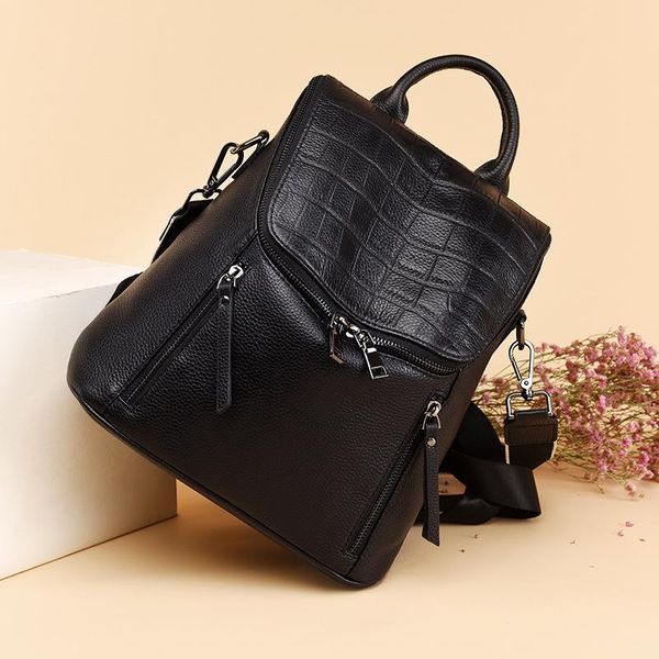 

backpack korean 2021 fashion genuine leather shoulder bag ladies casual