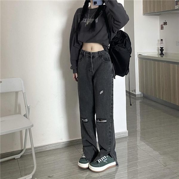 

women's jeans real s cost-effective-leg split make old ripped, Blue