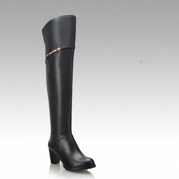 

boots soft leather shoes fashion of fund 2021 autumn winters knee-high with thick high point, Black