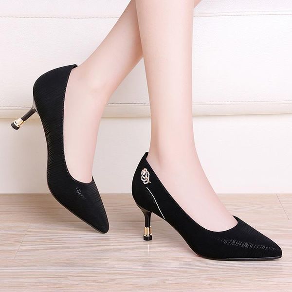 

dress shoes the pointed in temperament with cheongsam high heel, Black