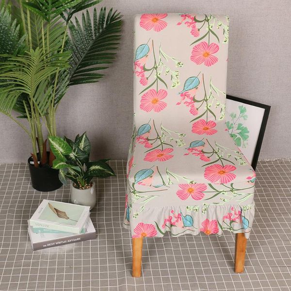 

chair covers spandex print pattern long skirt seat dining room anti dust slipcovers