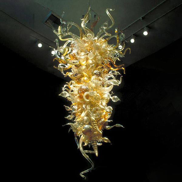 Lampada a sospensione antica Lampadario in vetro soffiato a mano in stile Chihuly Apparecchio di illuminazione Colore marrone Lampadari moderni a led per la decorazione artistica dell'hotel domestico 54 o 60 pollici