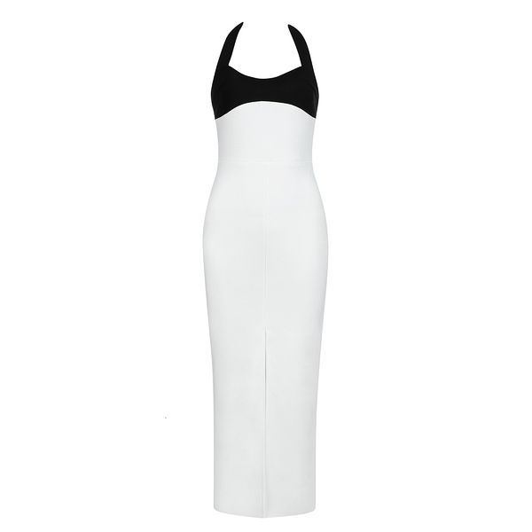 

dresses black and white summer clothed in women halter without back midi bandage bodycon night party dress 6wos, Black;gray