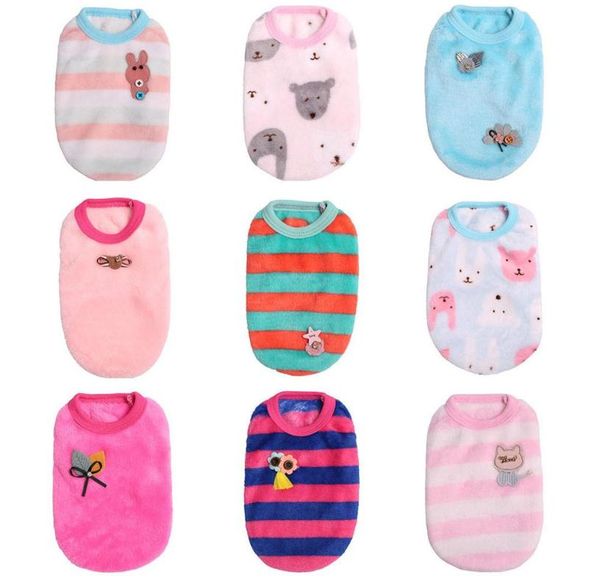 

winter pet dog clothes puppy sleeveless striped soft velvet sweater cute pets dogs cat clothing for small apparel