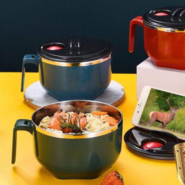 

bowls 1000ml/1300ml noodle bowl eco-friendly lightweight good seal performance stainless steel bpa soup liquid for home