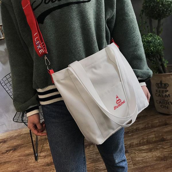 

shopping bags purfay canvas women shoulder bag handbags cloth tote eco reusable white shopper utility