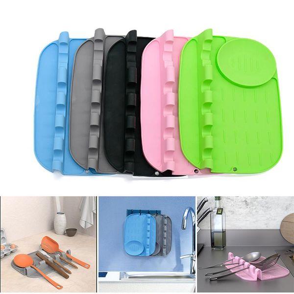 

kitchen storage & organization silicone utensil rest with drip pad for multiple heat-resistant bpa-spoon holder stove top