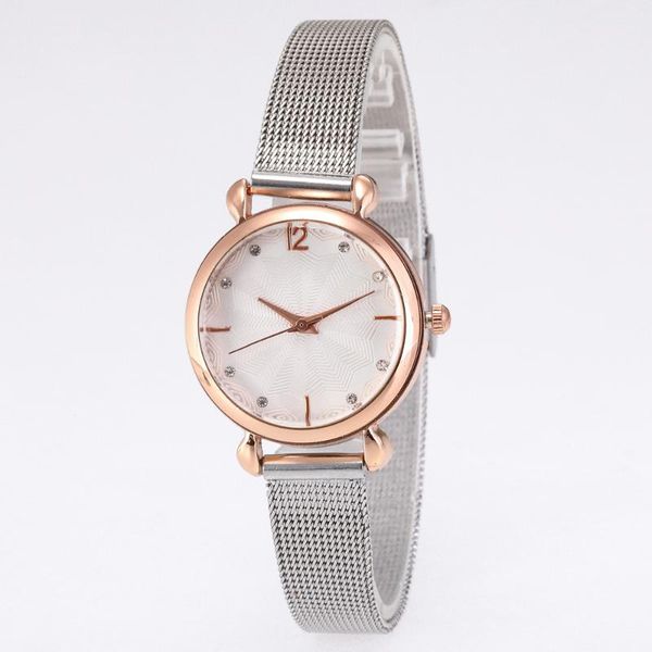 

wristwatches 2021 female wrist watch casual fine silver alloy milano mesh belt digital ladies quartz small dial watches for women, Slivery;brown