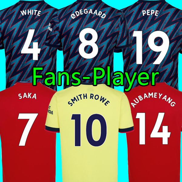 

fans player version 21 22 arsenal soccer jersey ben white smith rowe saka arsen third kits thomas pepe tierney henry Ã¸degaard 2022 football, Black;yellow