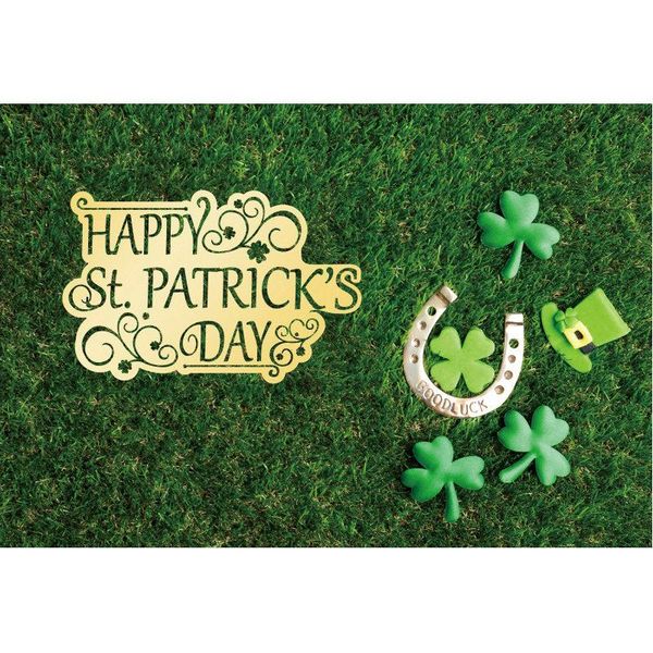 

party decoration happy st. patrick's day backdrop clover green cap on the grass background family decor pography po booth studio prop