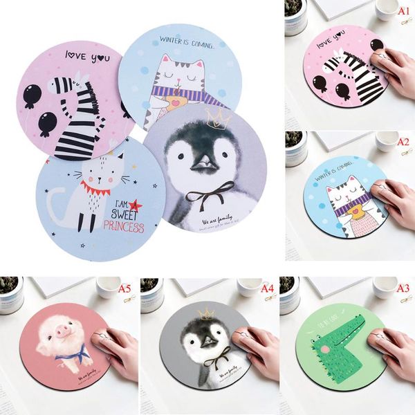 

mouse pads & wrist rests 1pcs cartoon animal pattern pad round mousepad office mice rubber home computer anti-slip table mat study room pc