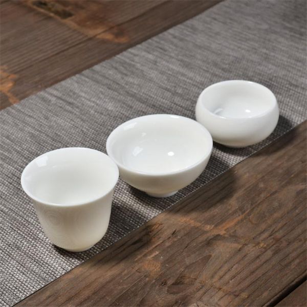 

cups & saucers white porcelain tea cup handmade ceramic pigmented teacup chinese water set bowl drinkware