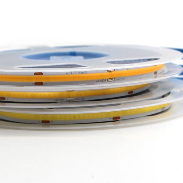 

flexible led strip lights high density tape lamp cob dc 12v 24v 224/384/528 leds/m tv background car decor 3000k 4000k 6000k strips