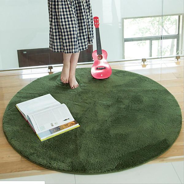 

solid color round rugs living room bedroom sofa foot pad soft honey peach plush carpet balcony coffee table mat carpets