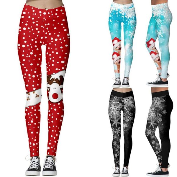 

yoga outfits christmas pants women fashion high waist print running sports trouser #4d06, White;red