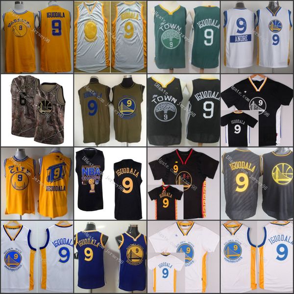 

golden state warriors yellow #6 nick young 9 andre iguodala retro basketball jersey, Black