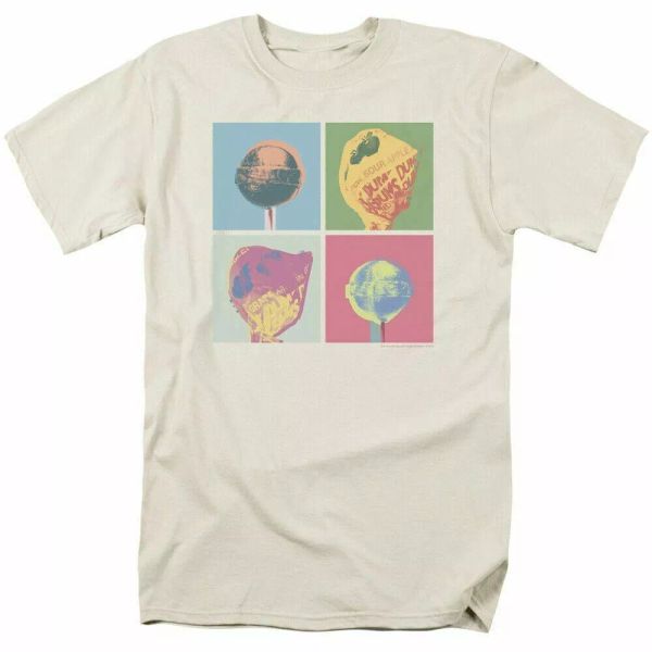 

Dum-Dums Pop Art T Shirt Mens Licensed Sucker Lollipop Candy Cream, White;black