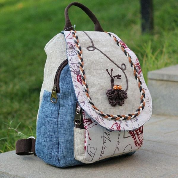 

school bags cotton linen floral children kids handmade travel backpacks satchel book pouches mochila infantil escolar for girls