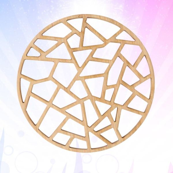 

mats & pads 1pcs carved bamboo and wood pot cushion for teapot creative hollow circular multifunctional heat insulation pad(khaki)