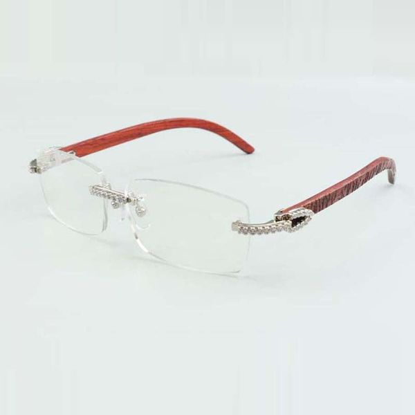 montatura per occhiali con diamanti medi di design di fascia alta 3524012 con tigre naturale in legno per uomo e donna, misura: 36-18-135 mm