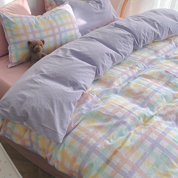 

bedding sets simple all cotton 4-piece set 100 pure water washed quilt 3-piece sheet fitted