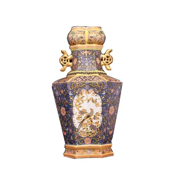 

vases enamel yongzheng year of the qing dynasty golden vase double eears antique porcelain collection