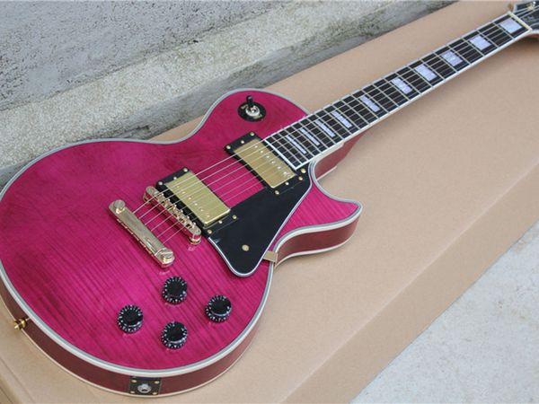 

electric guitar tiger veneer fuchsia body rose wood fingerboard