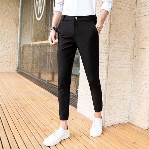 

men's pants zomer capri mannen casual broek voet slanke lange mannelijke student koreaanse 9, Black