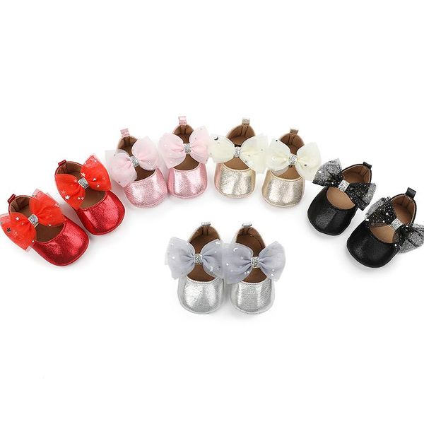 

born soft pu leather shoes baby princess moccasins mesh bowknot toddler infant girls anti-slip prewalker first walkers