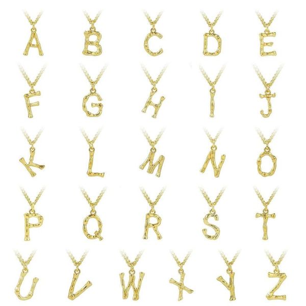 

pendant necklaces 26 letters necklace for women fashion neck jewelry geometric shaped link chain golden color bj3958, Silver