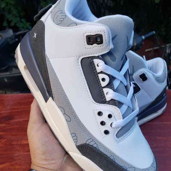 

2021 authentic shoe jumpman 3 x kaws cool grey white mens basketball shoes outdoor sneakers size 40-47