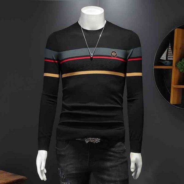 

brand sweaters men's knitted sweater 2022 autumn new trendy brand fashion letters better drilling round neck slim bottoming shirt trend, White;black