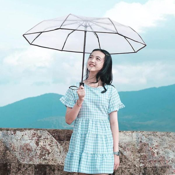 

umbrellas transparent automatic rain umbrella windproof auto car outdoor foldable black business travel men parasol women fo t4o9