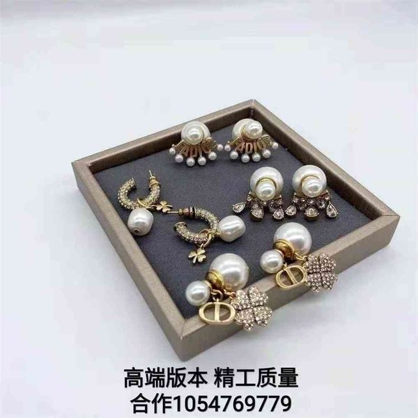 

special offer 2021 luxury designer jewelry earrings inlaid with diamond letter pearl, Silver