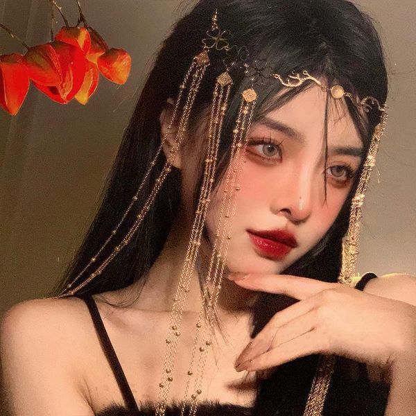 

hair clips & barrettes luxury romantic forehead hairpin and eyebrow pendant long super fairy ornament bridal accessories jewelry gifts tiara, Golden;silver