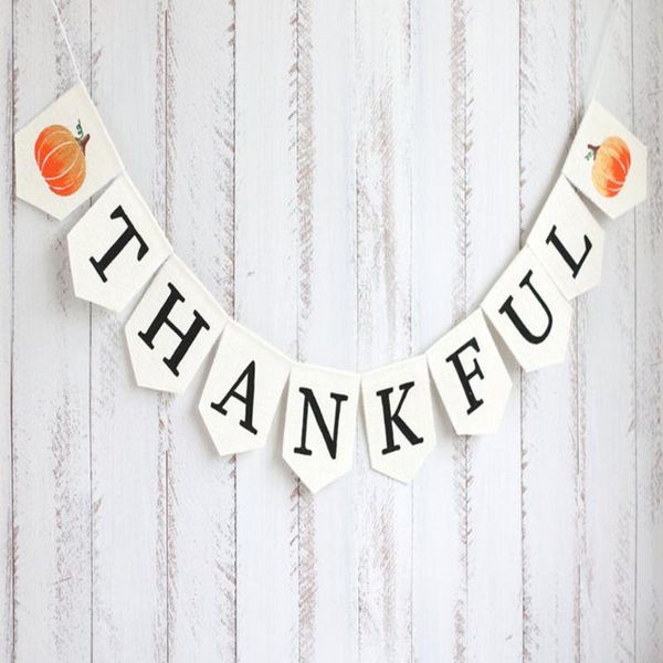

party decoration thanksgiving burlap banner thankful bunting garland decor home