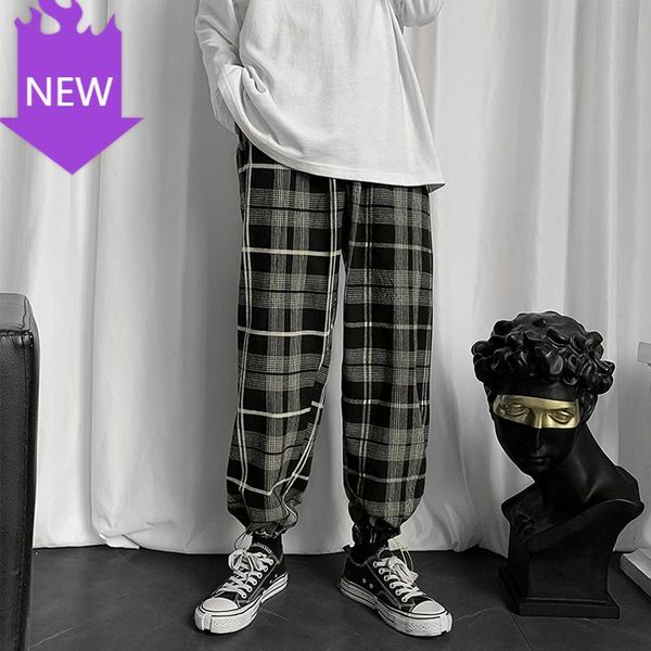 

pants causal wide leg straight woman plus size 2021 plaid women trousers streetwear loose ladies women's & capris, Black;white