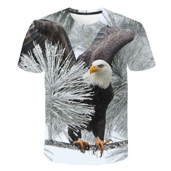 

men's t-shirts eagle t-shirt men summer casual fashion short sleeve round neck shirt 3d printed streetwear cool black 2021, White;black