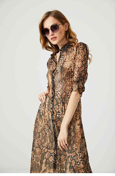 

dress 2021 summer vintage snake print printed slim midi 52bo, Black;gray