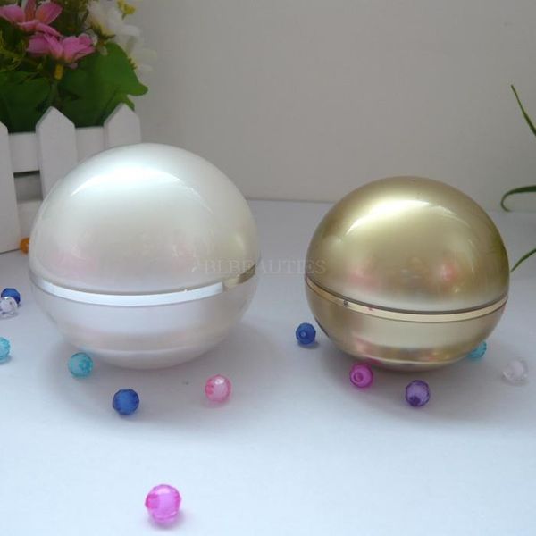 

storage bottles & jars 50pcs/lot 15g 30g 50g spherical acrylic cream bottle ball type jar pearl white golden color cosmetic pot