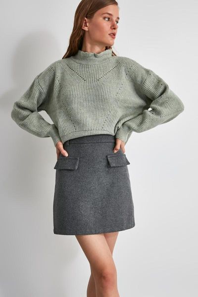 

skirts trendyol pocket detail skirt twoaw21et0317, Black