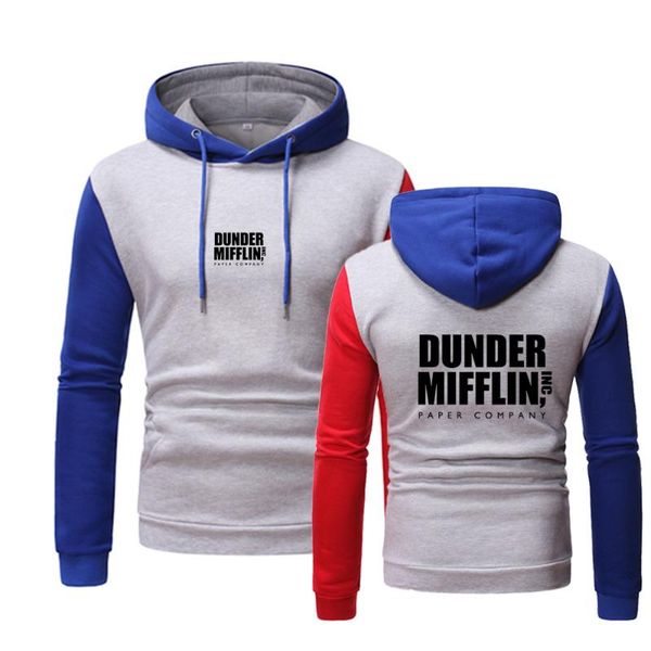 

men's hoodies & sweatshirts dunder mifflin paper inc office tv show print men comfortable color matching casual fashion hooded, Black