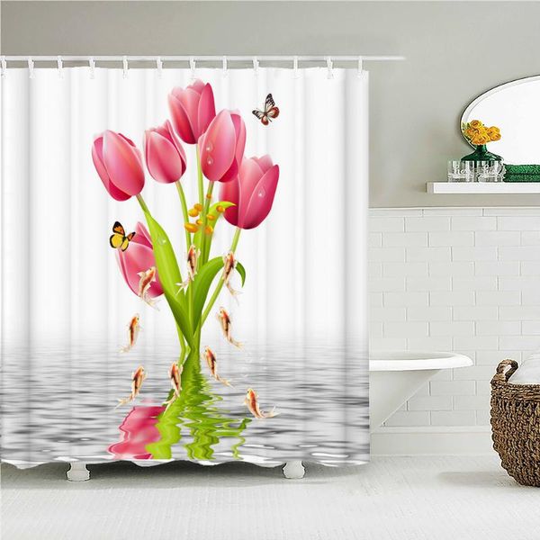 

shower curtains flower butterfly tulip bath curtain waterproof fabric floral leaf bathtub screen for bathroom home decor