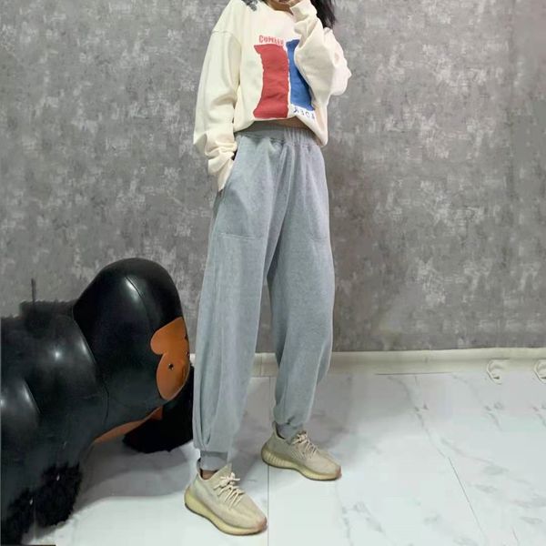 

high version 2021 autumn style net red loose side large pockets, slim feet, solid color, simple leisure couple sweatpants, White;black